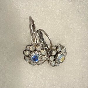 Elegant Silver and Clear Crystal Floral Earrings